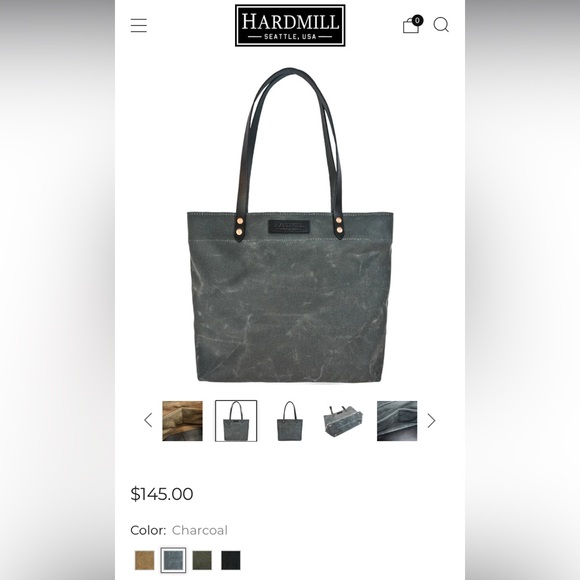 Hardmill Waxed Canvas Charcoal Gray Market Tote - Picture 15 of 15